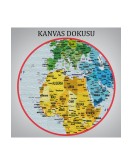 Detaylı Dünya Haritası Dekoratif Renkli Zeminli Kanvas Tablo 1700