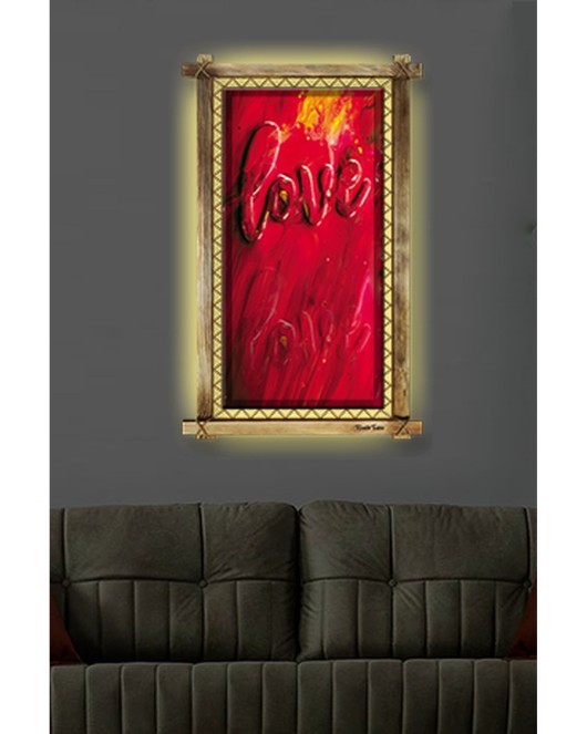 Love LED IŞIKLI RUSTİK kanvas tablo B